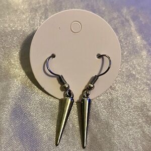Gunmetal Gray Spike Dangle Earrings